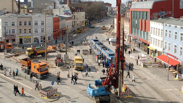 Der Doberaner Platz während der Umbauphase